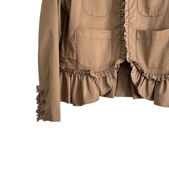 J Crew Tan Ruffle Chino Cropped Blazer | Size 2 - Picture 9 of 12
